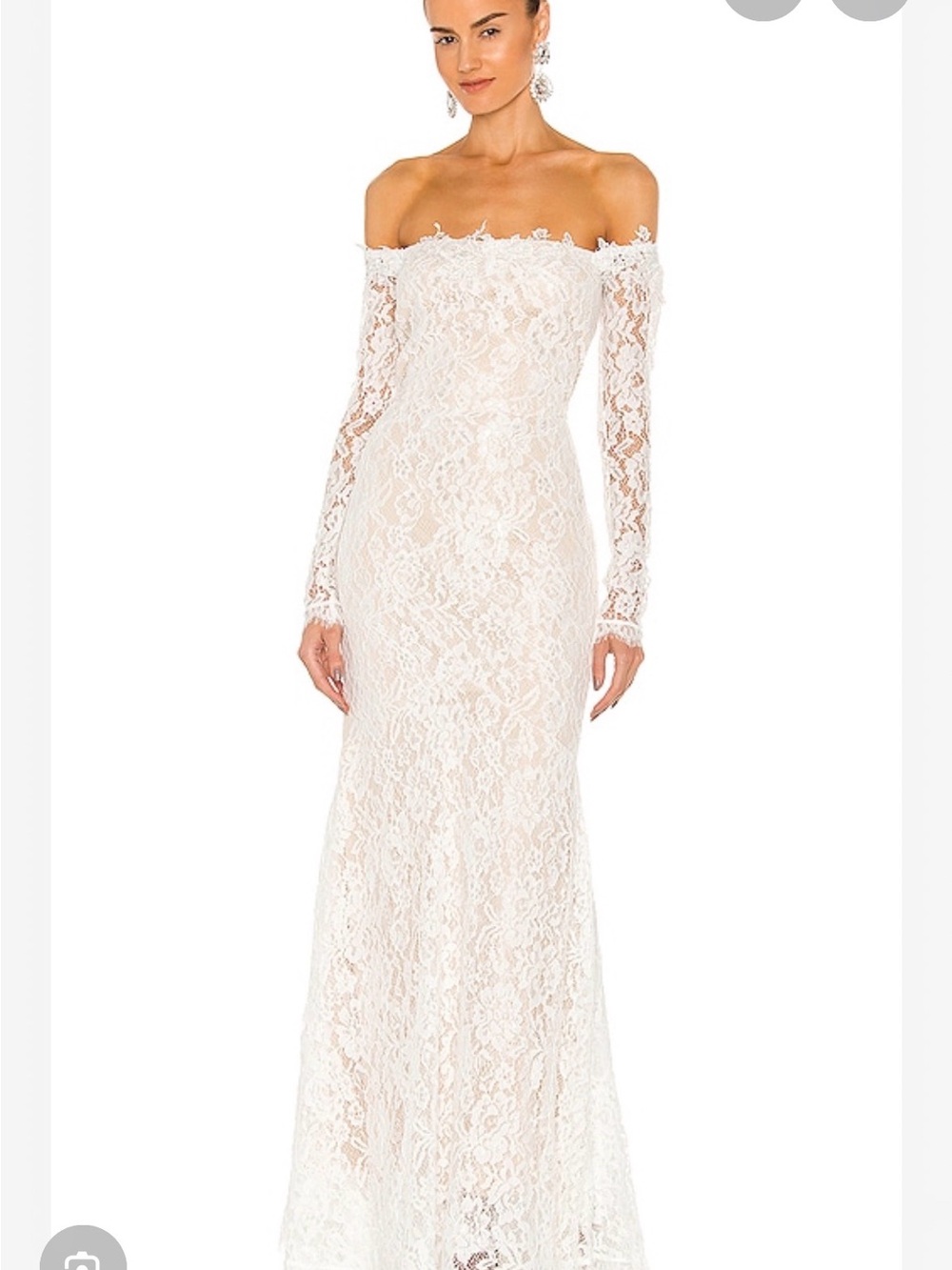 Heartloom Off-Shoulder Lace Mermaid Gown in Ivory